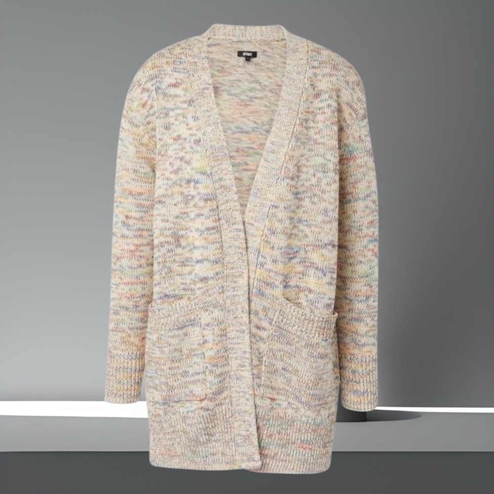 Apparis Brianna Open Cardigan Ivory Rainbow Long Sleeves